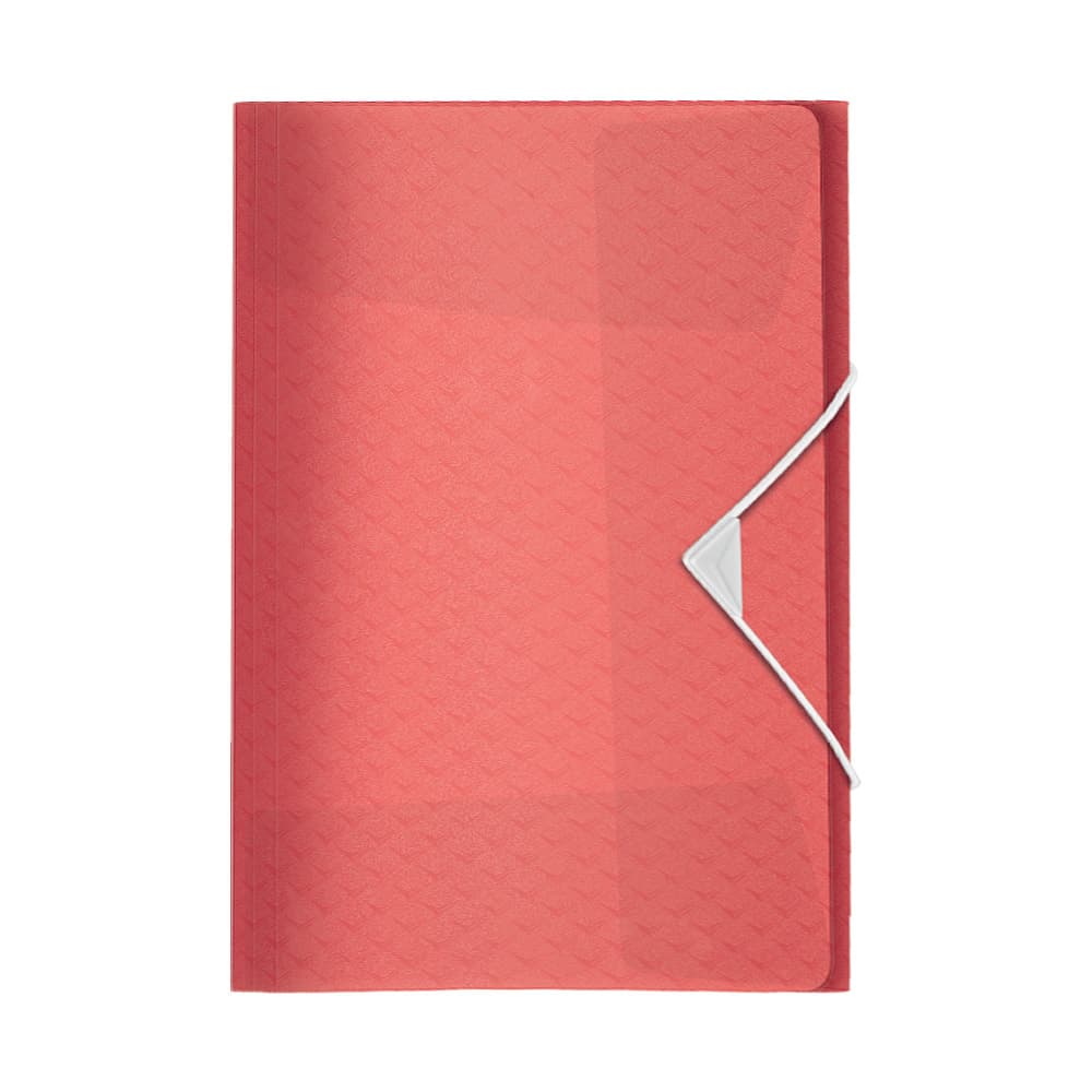 Pasta Plástico c/Elásticos A4 3 Abas Vermelho Coral