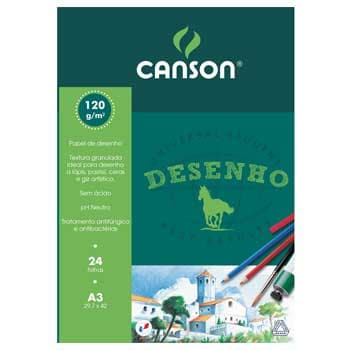 Bloco Desenho A3 120g Colado Canson 24Fls