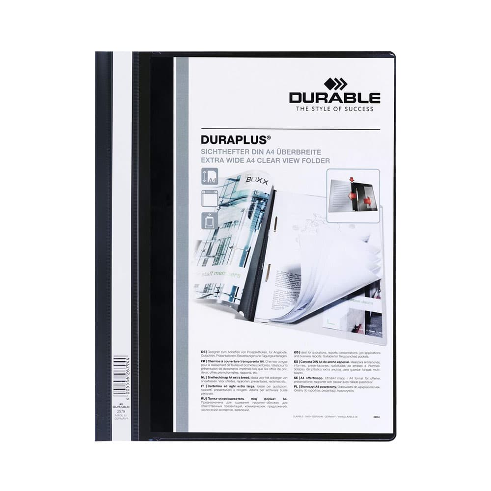 Classificador Capa Transparente Preto A4+ Durable Duraplus