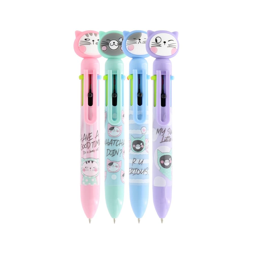 Esferográfica (6 Cores) Gato Corpo Sortido 1un