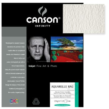 Papel A4 310g Canson Infinity Aquarelle Rag 100% 10Fls