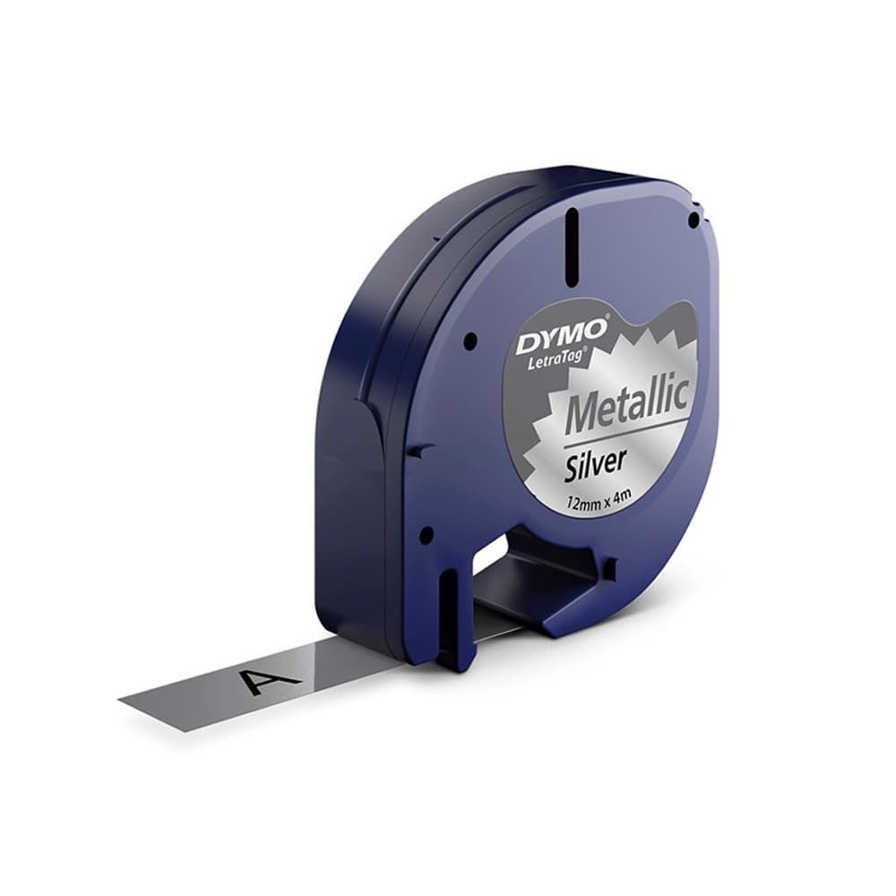 Fita 12mmx4m Preto/Prata Plástico 91208