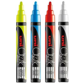 Marcador Giz UNI PWE-5M 1,8-2,5mm 4 Cores 4un