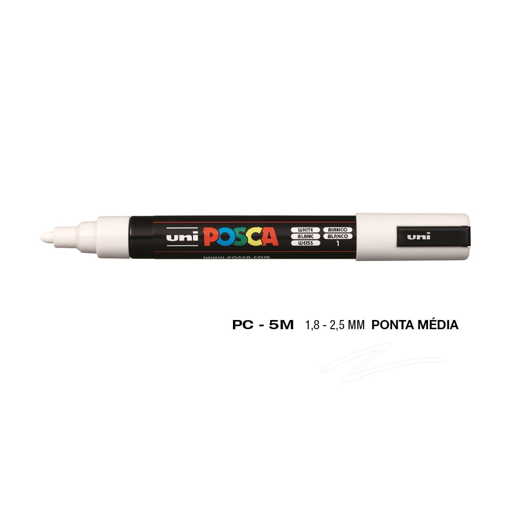 Marcador Uniball Posca PC-5M 1,8mm Branco (1) 1un