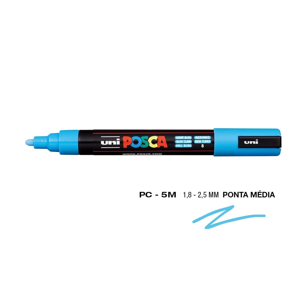 Marcador Uniball Posca PC-5M 1,8mm Azul Claro (8) 1un