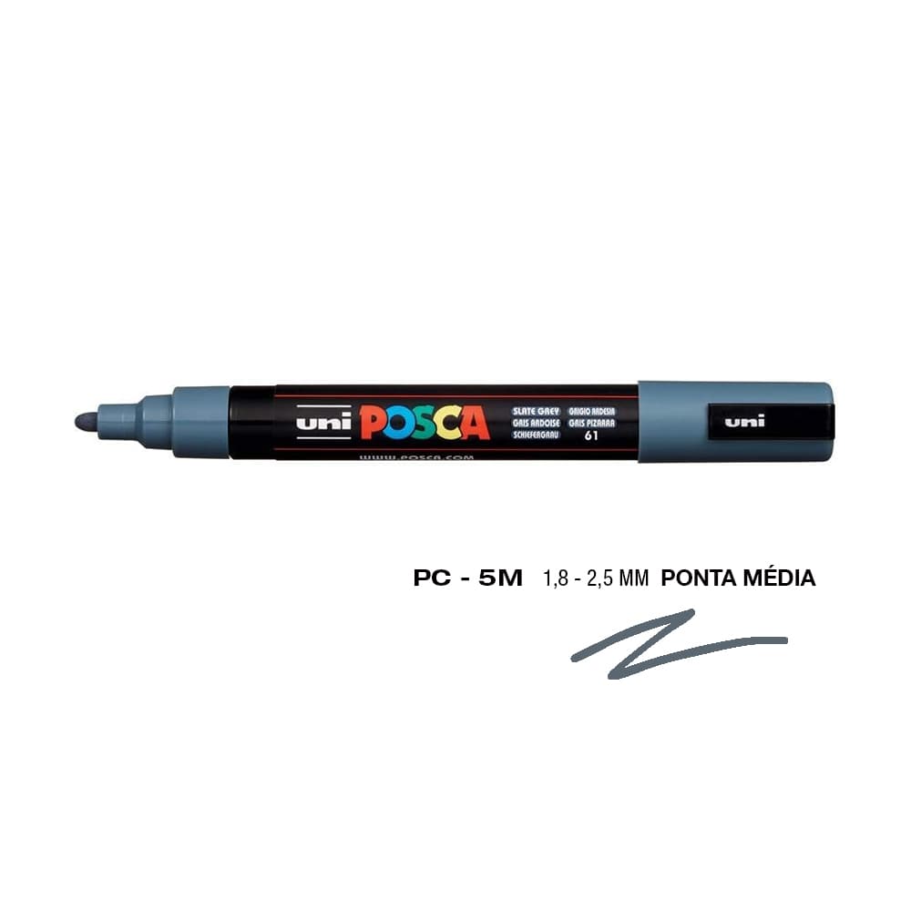 Marcador Uniball Posca PC-5M 1,8mm Cinza Slate (61) 1un
