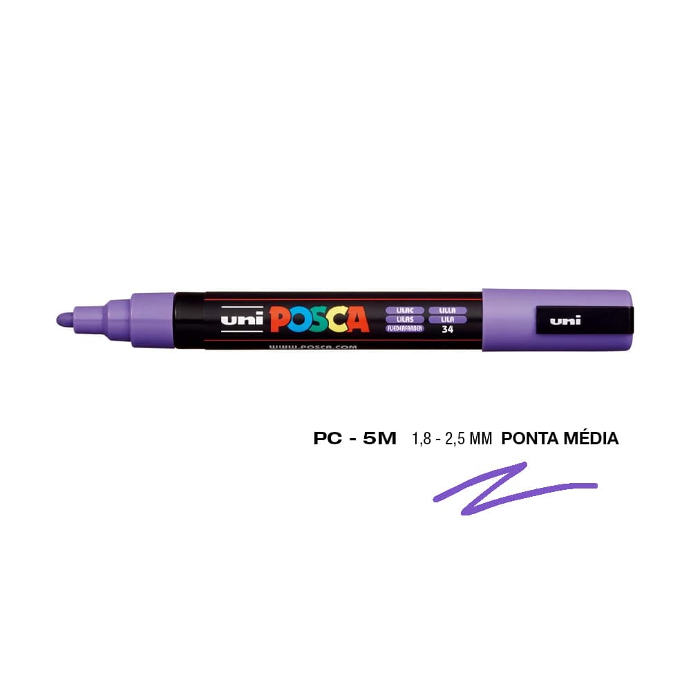 Marcador Uniball Posca PC-5M 1,8mm Lilás (34) 1un
