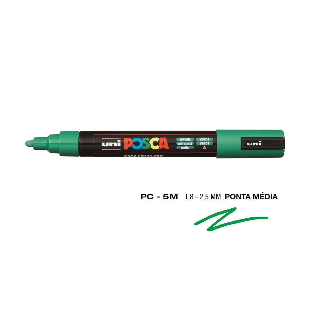 Marcador Uniball Posca PC-5M 1,8mm Verde (6) 1un