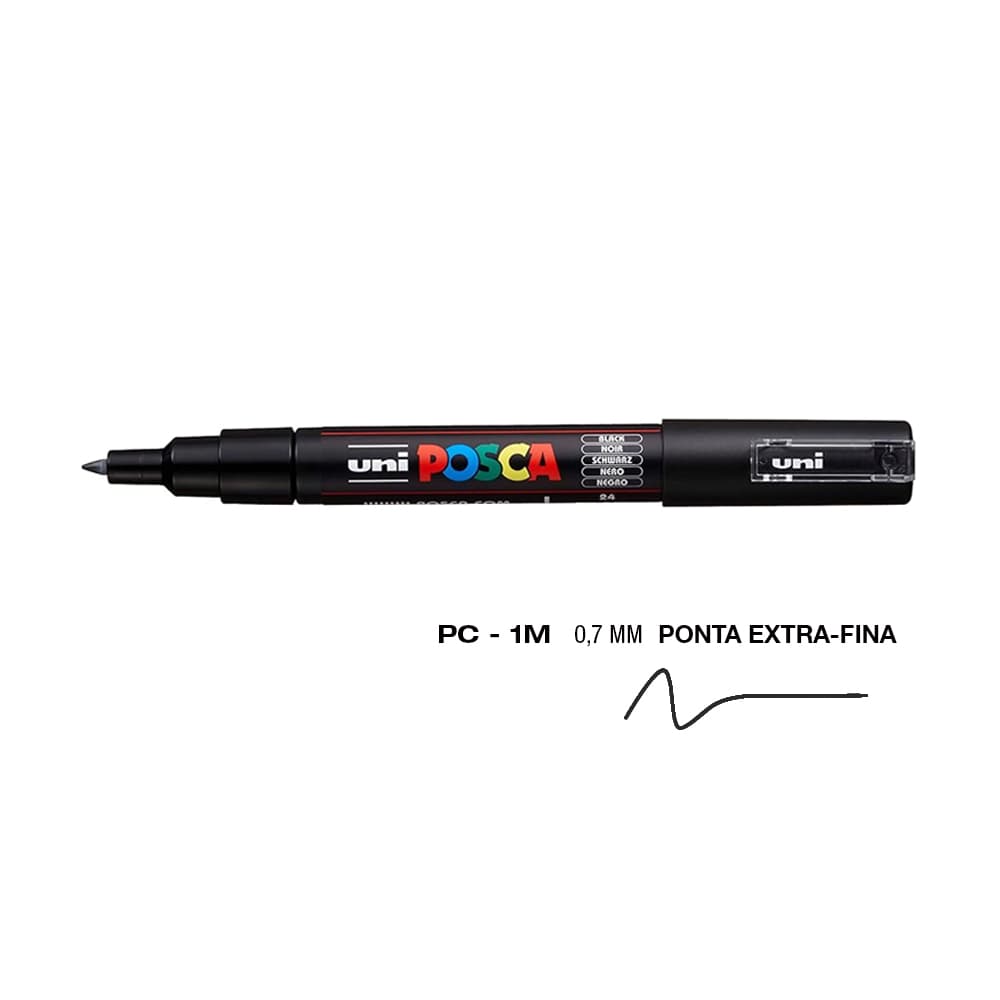 Marcador Uniball Posca PC-1M 0,7mm Preto (24) 1un
