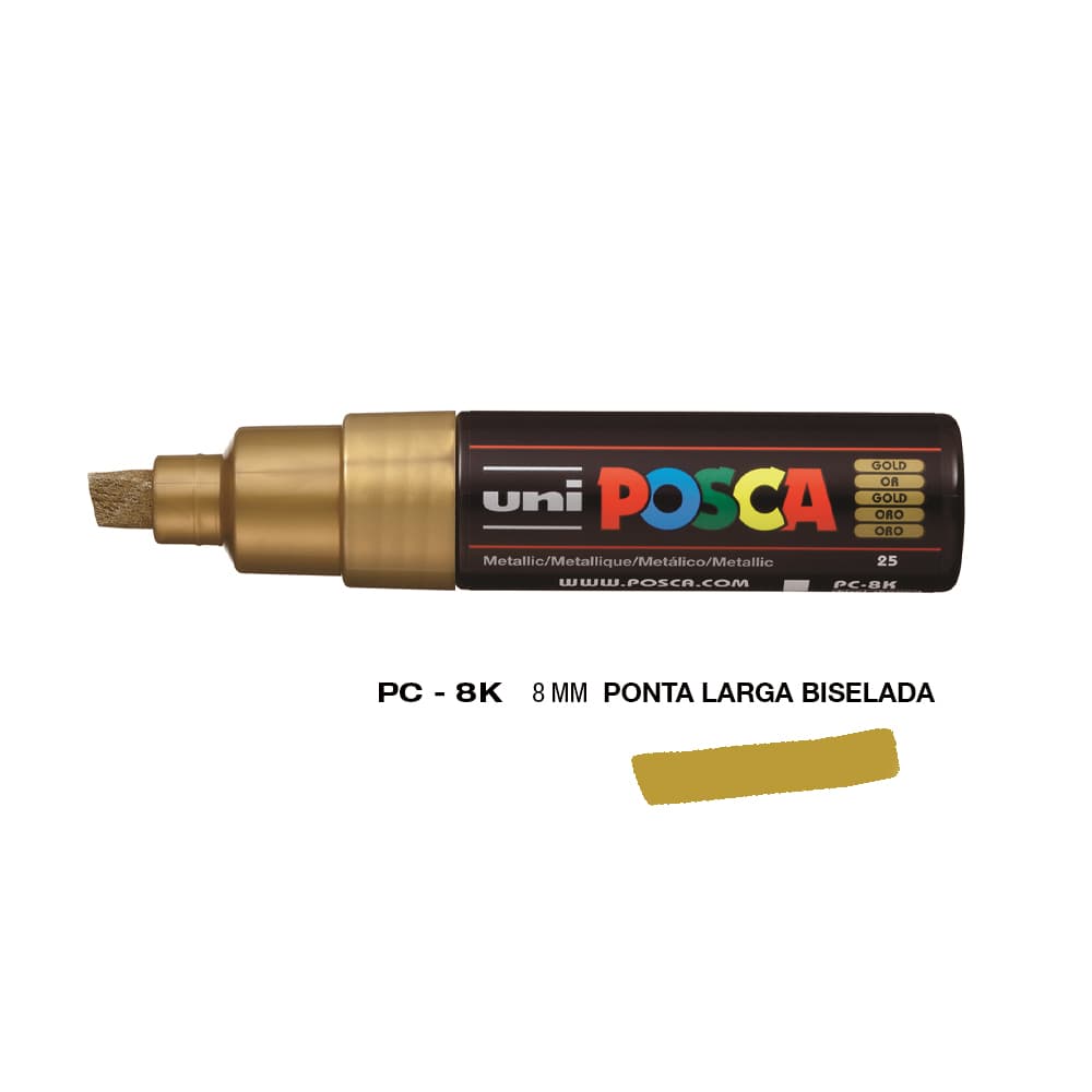 Marcador Uniball Posca PC-8K 8mm Ouro (25) 1un
