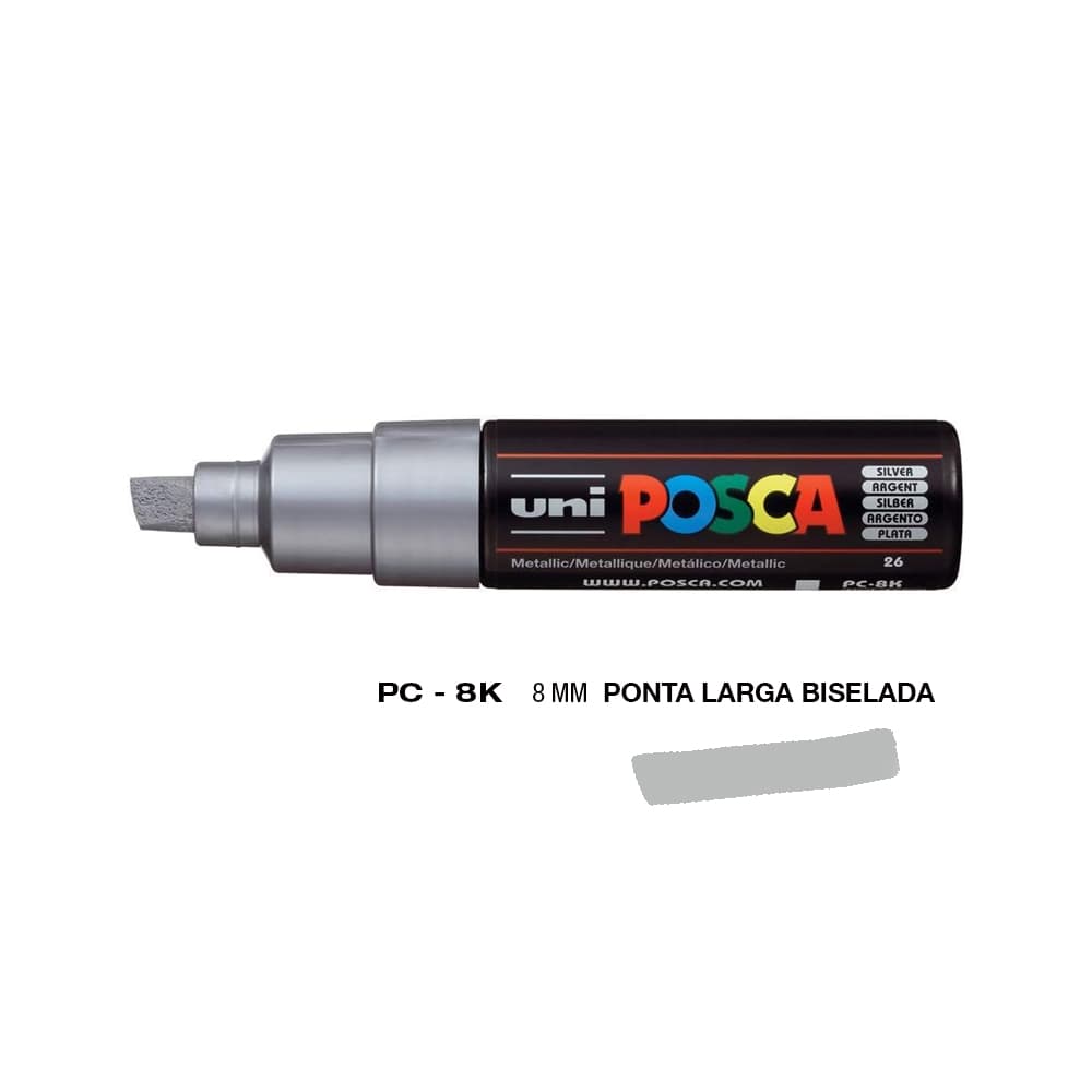 Marcador Uniball Posca PC-8K 8mm Prata (26) 1un