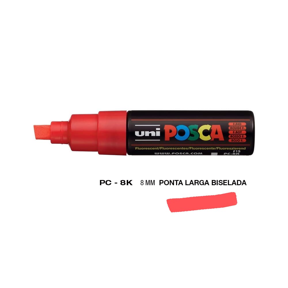 Marcador Uniball Posca PC-8K 8mm Vermelho Fluor (F15) 1un