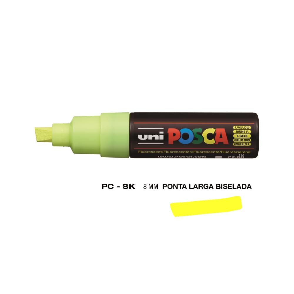 Marcador Uniball Posca PC-8K 8mm Amarelo Fluor (F2) 1un