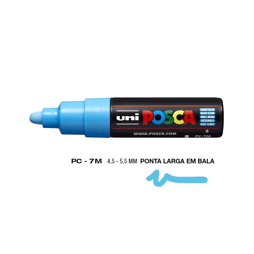 Marcador Uniball Posca PC-7M 4,5mm Azul Claro (8) 1un