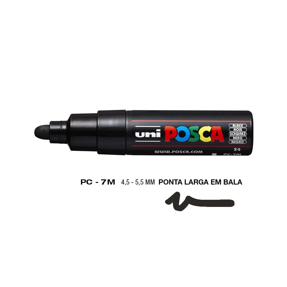 Marcador Uniball Posca PC-7M 4,5mm Preto (24) 1un
