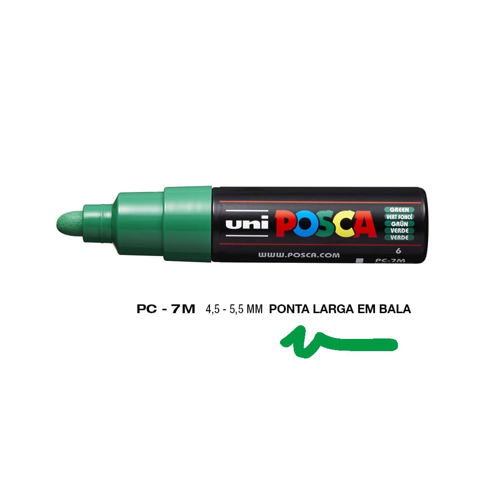 Marcador Uniball Posca PC-7M 4,5mm Verde (6) 1un