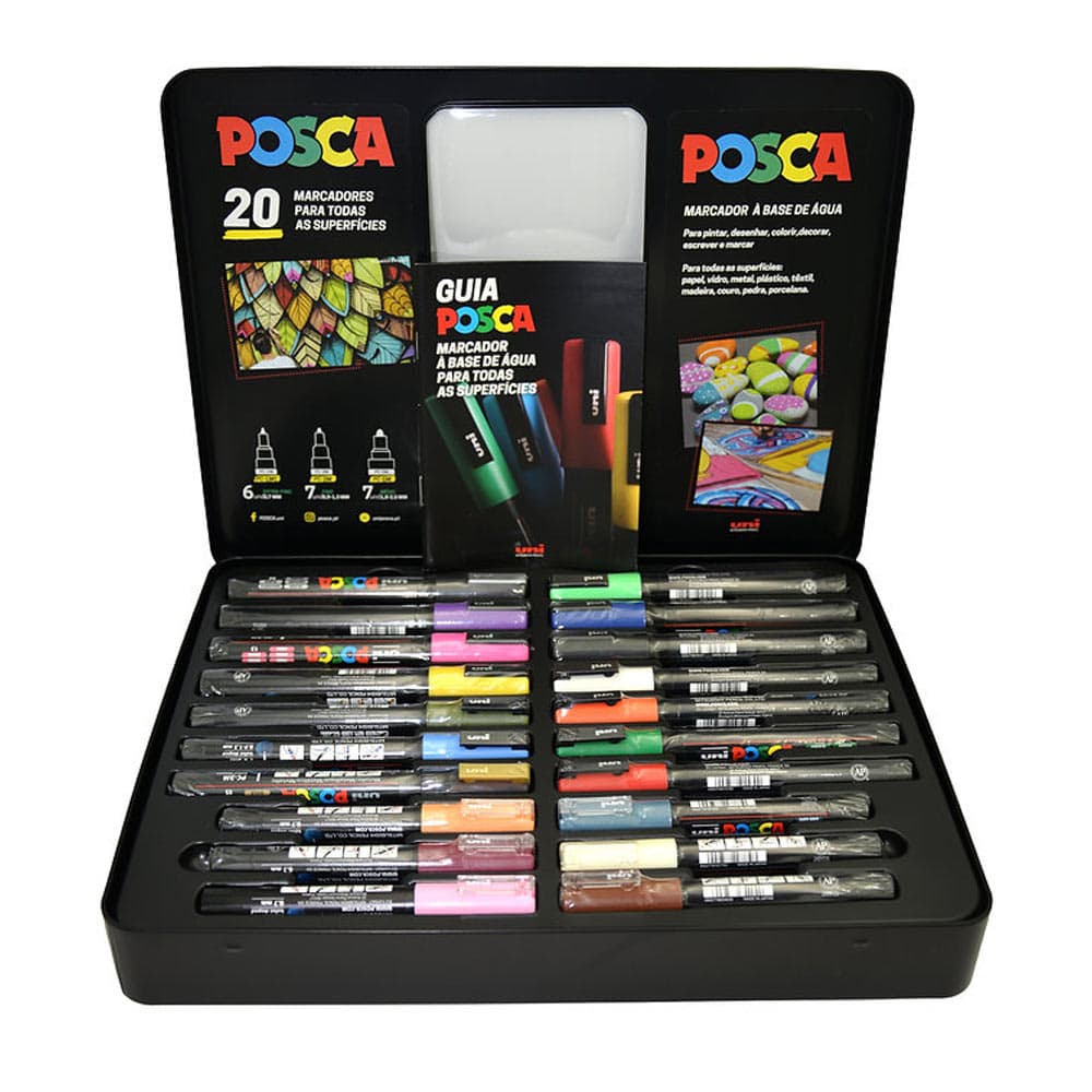 Mala Metálica Marcadores Sortidos Uniball Posca 20un