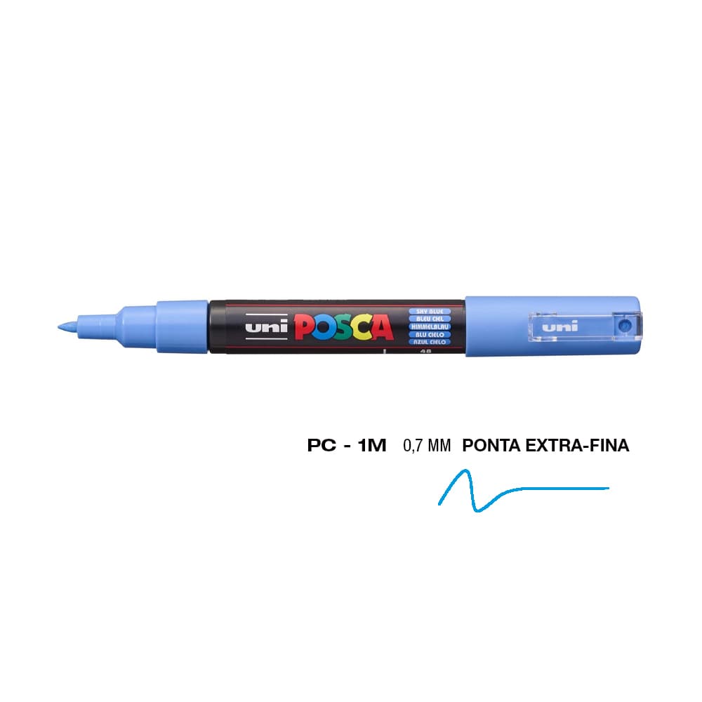 Marcador Uniball Posca PC-1M 0,7mm Azul Céu (48) 1un
