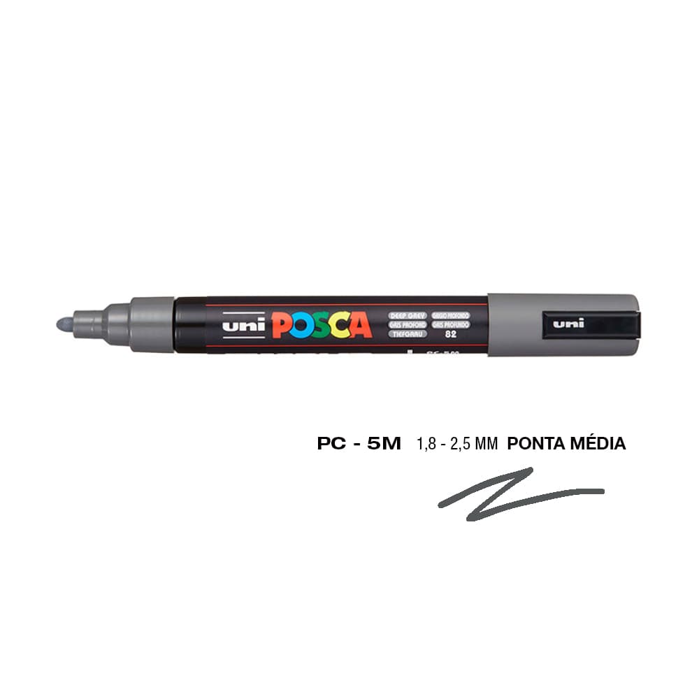 Marcador Uniball Posca PC-5M 1,8mm Cinzento Prof (82) 1un
