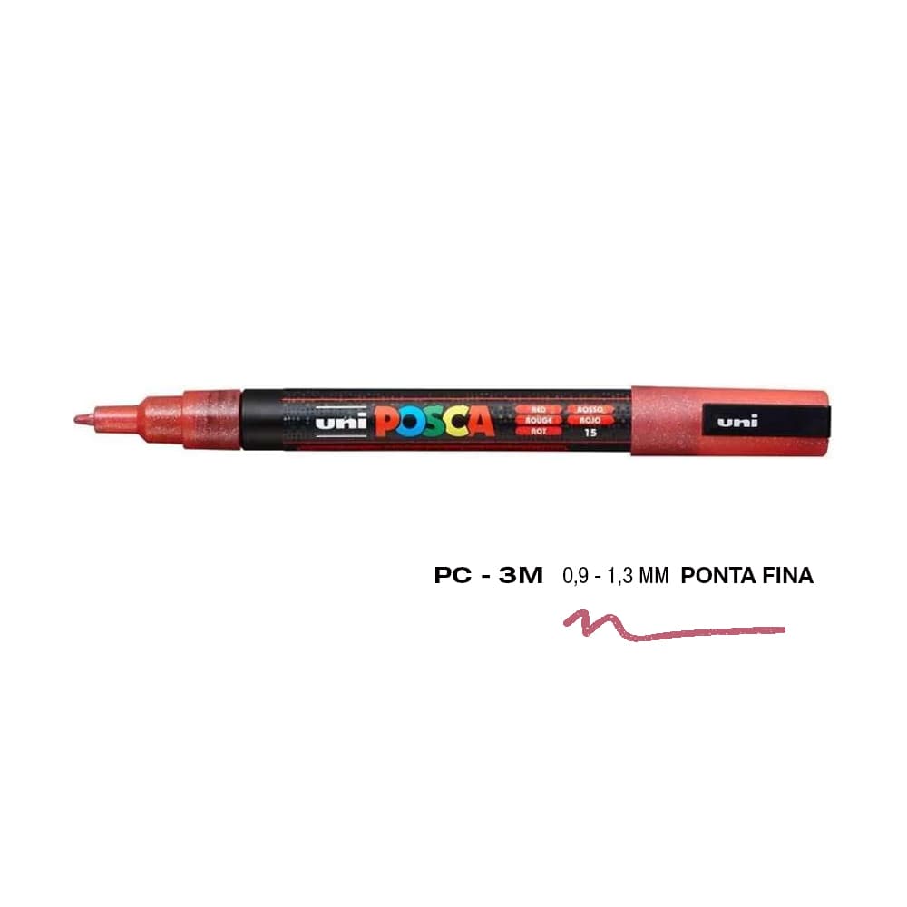 Marcador Uniball Posca PC-3ML 0,9mm Vermelho Glitter(L1) 1un