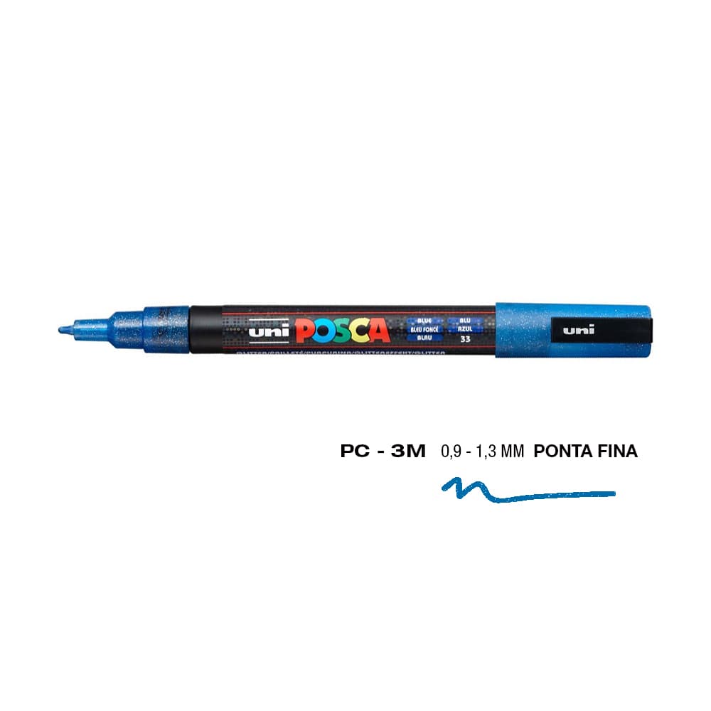 Marcador Uniball Posca PC-3ML 0,9mm Azul Glitter (L2) 1un