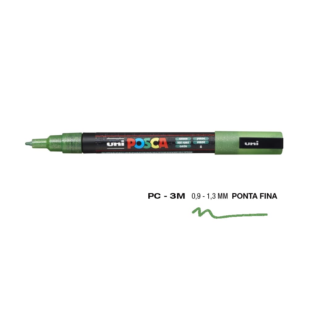Marcador Uniball Posca PC-3ML 0,9mm Verde Glitter (L3) 1un