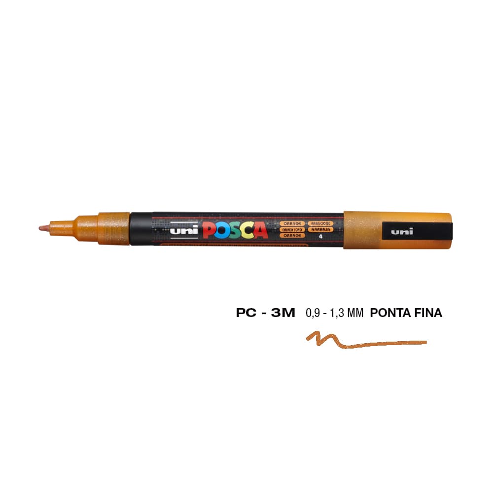 Marcador Uniball Posca PC-3ML 0,9mm Laranja Glitter (L6) 1un