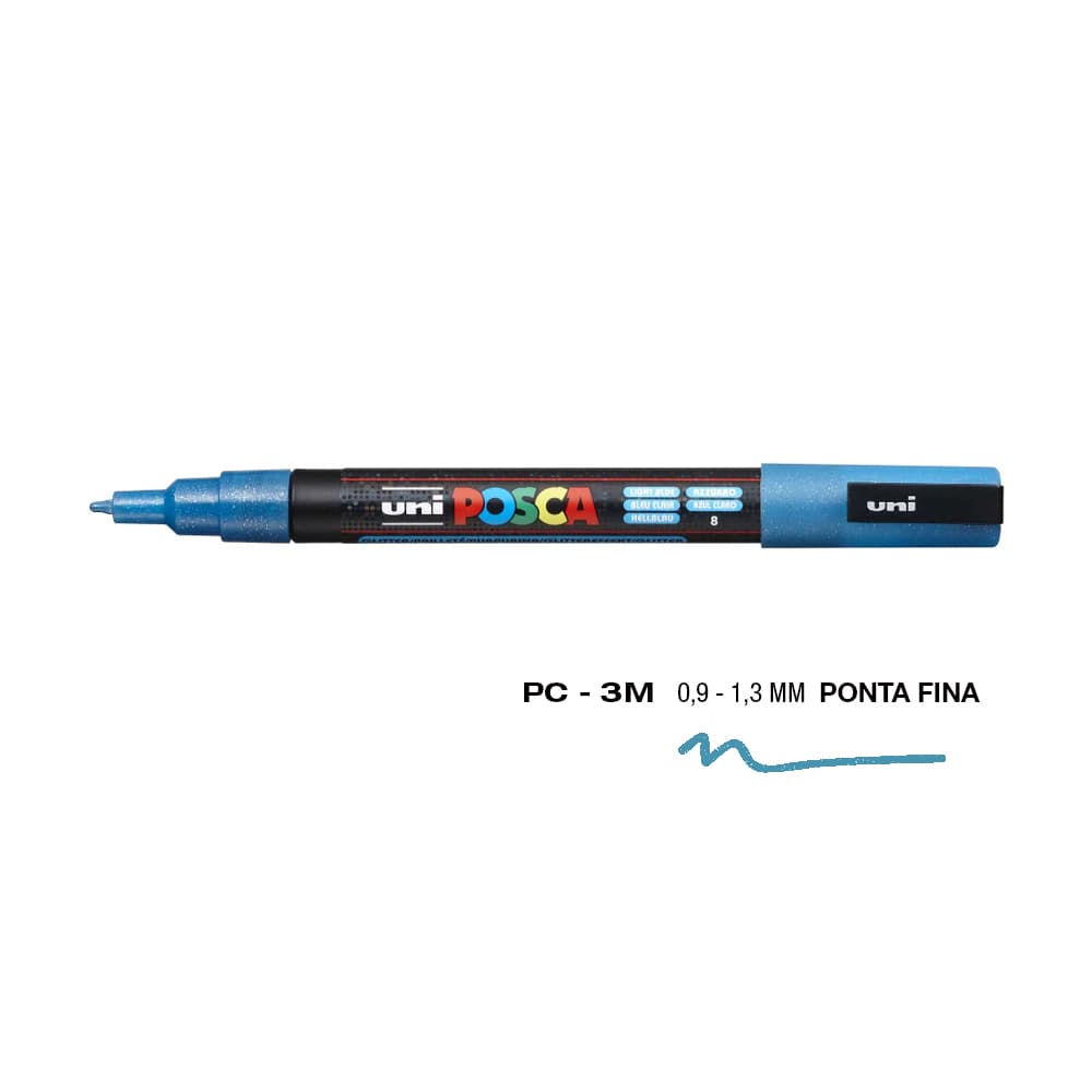 Marcador Uniball Posca PC-3ML 0,9mm Azul Claro Glitter (L12)