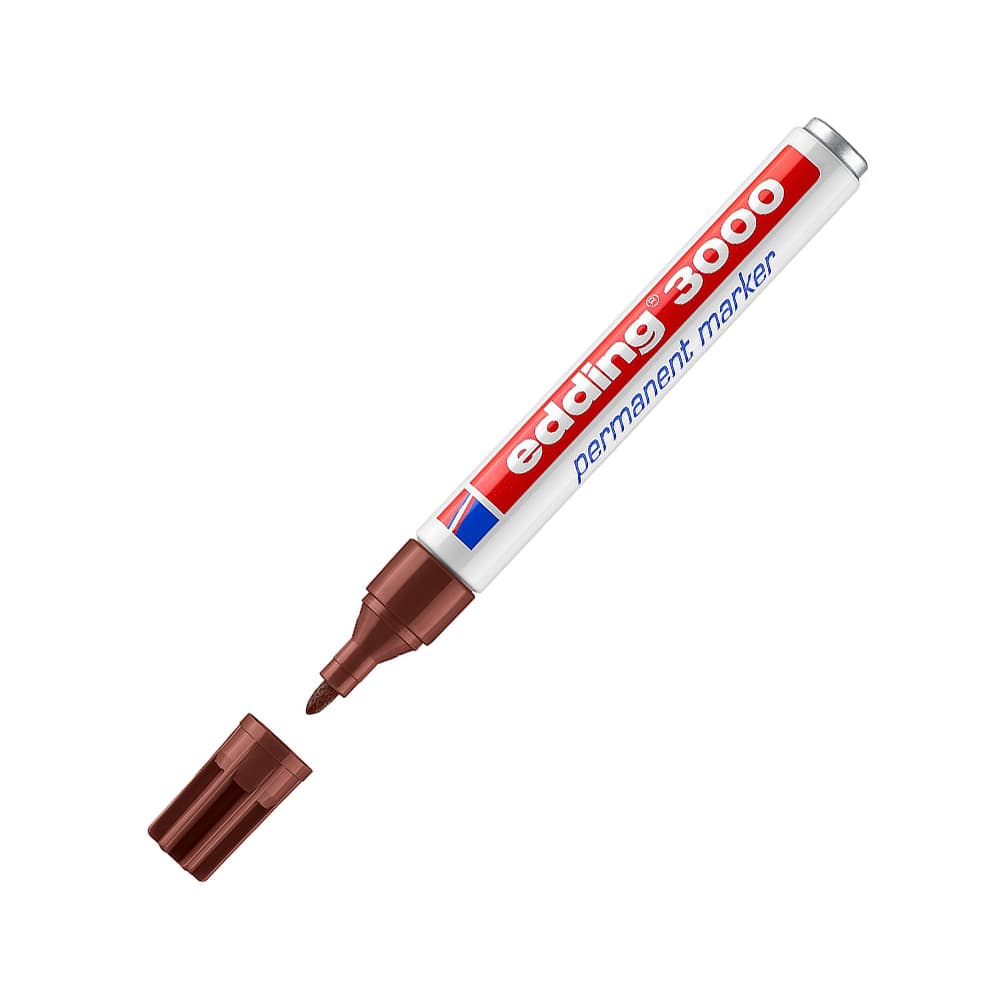 Marcador Permanente Grosso Edding 3000 1,5-3mm Castanho 1un