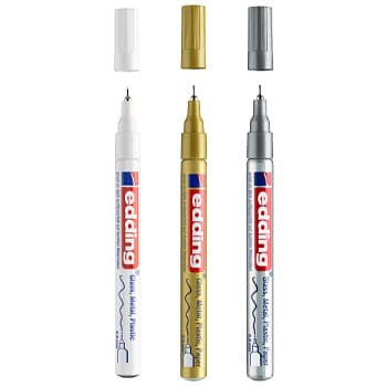 Marcador Permanente Fino Edding 780 0,8mm 3 Cores 3un