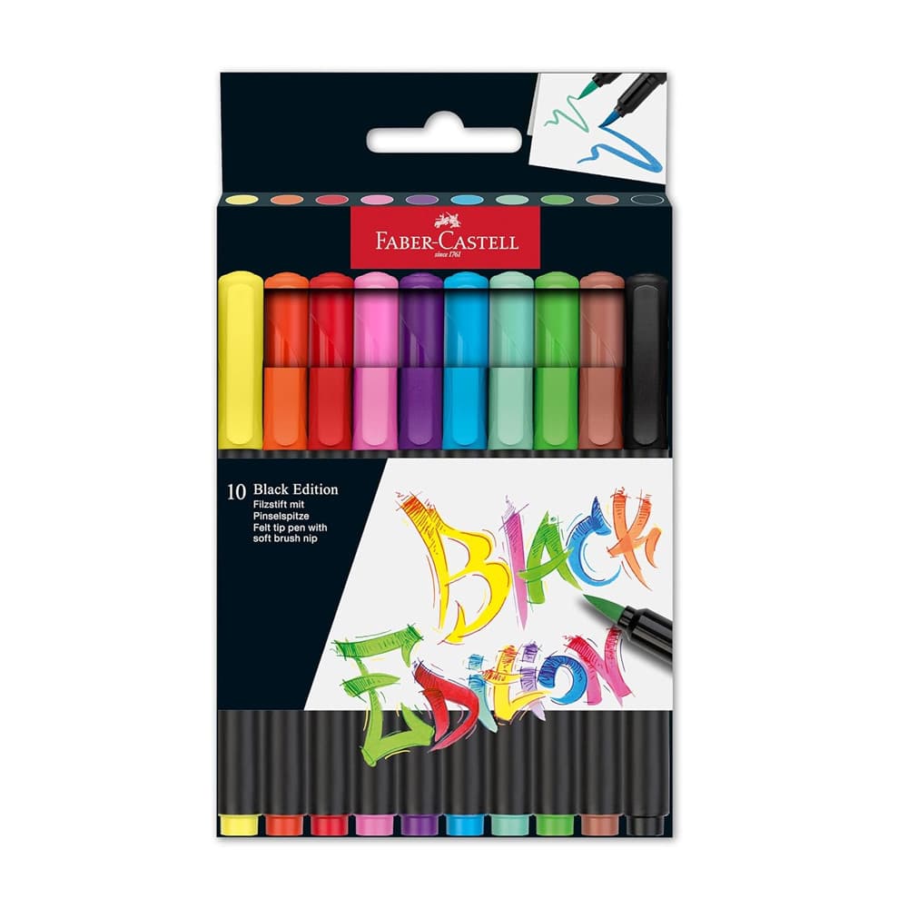 Marcador Feltro Faber Castell Black Edition Ponta Pincel 10x