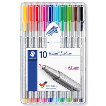 Marcador Fino Staedtler Triplus 334 0,3mm 10 Cores 10un