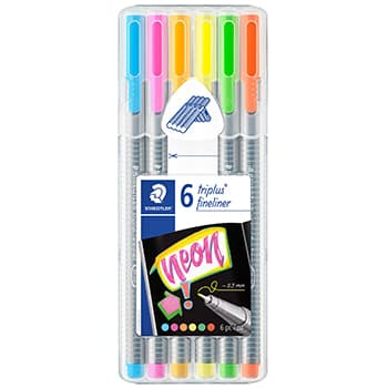 Marcador Fino Staedtler Triplus 334 0,3mm 6 Cores Neon 6un