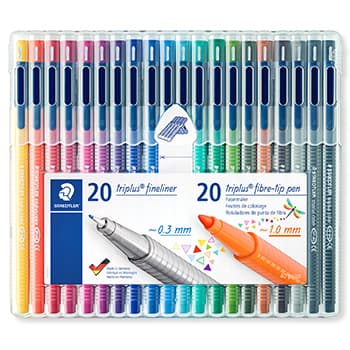 Marcador Fino Staedtler 20 Cores + Feltro Estojo 20+20un