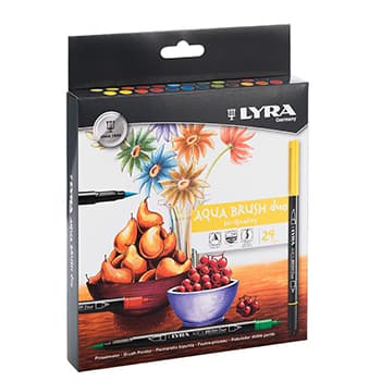 Marcador Duas Pontas Lyra Aqua Brush Duo Cx Cartão 24un