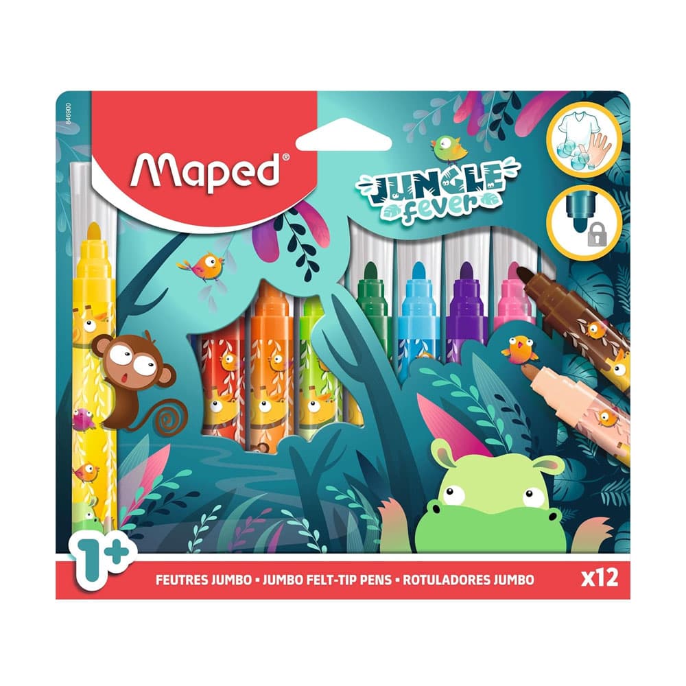 Marcador Feltro 012un Maped Jungle Fever Jumbo
