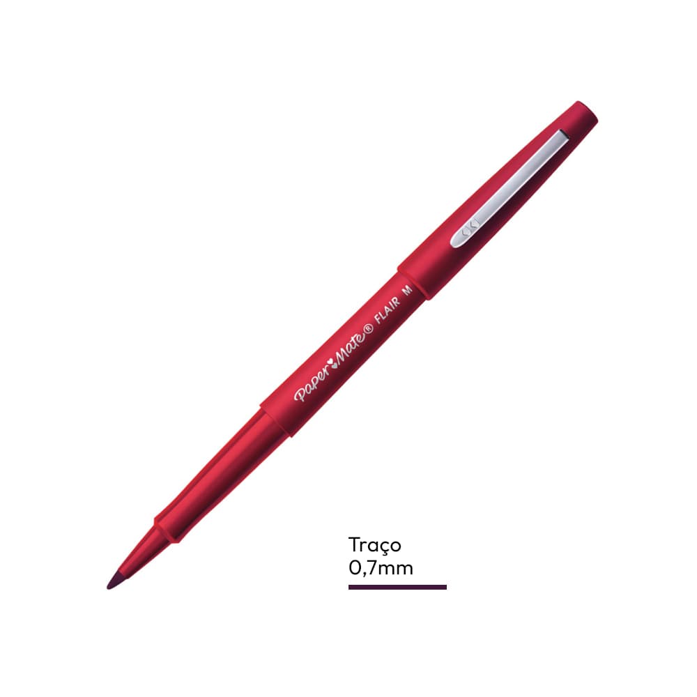 Marcador Médio Paper Mate Flair 0,7mm Vermelho 1un