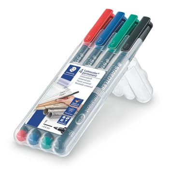 Marcador Permanente Fino Lumocolor 318 0,6mm 4 Cores 4un