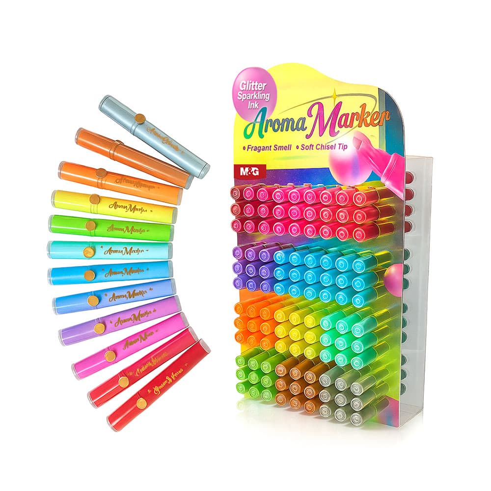Marcador Aroma Glitter Expositor 324un