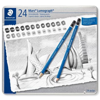 Lápis Grafite 100 G24 STAEDTLER Mars Lumograph Cx Metal 24un