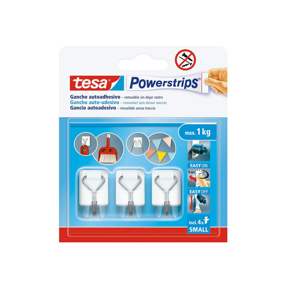 Gancho Adesivo Tesa Powerstrips 1Kg Branco 3un