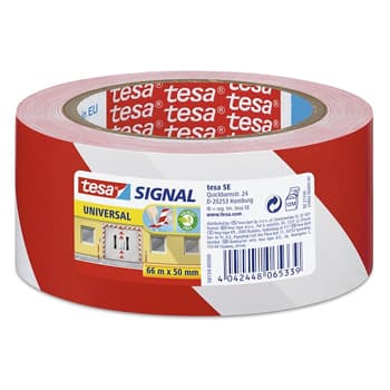 Fita Adesiva PVC Sinalização Vermelho/Branco Tesa 50mmx33m