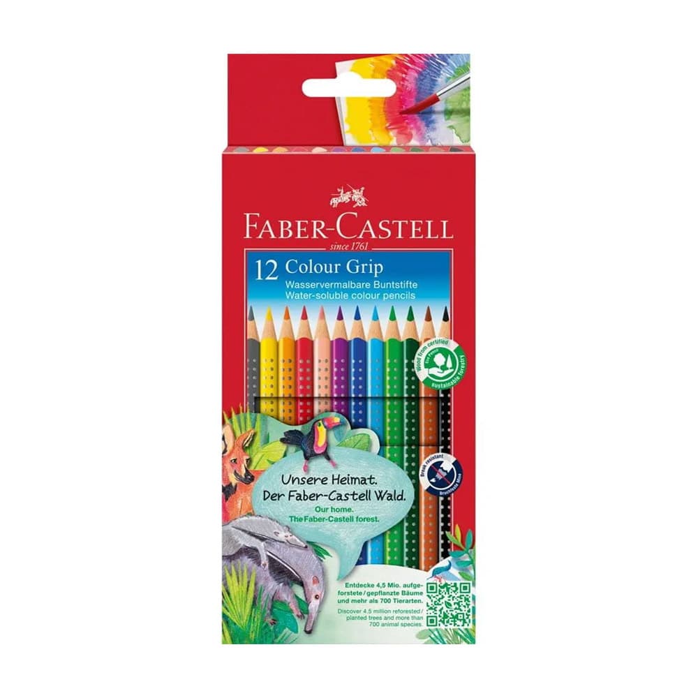 Lápis Cor Aguarelável 12un Cx Cartão Faber-Castell Grip