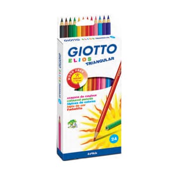 Lápis Cor 24un Cx Cartão Giotto Elios Triangular 18cm
