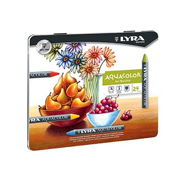 Lápis de Cera 24 Cores Lyra Aquacolor Cx Metal
