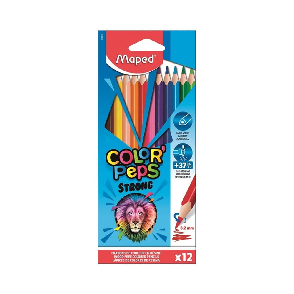 Lápis Cor 12un Cx Cartão Maped Peps Strong