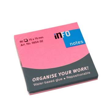 Bloco Notas Aderentes 075x075mm Rosa 80 Folhas