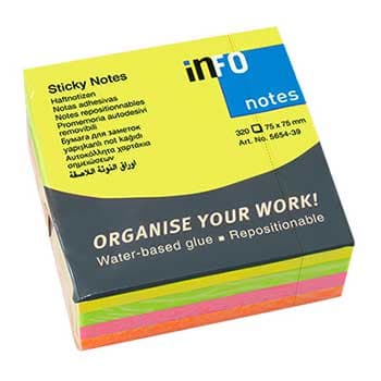 Bloco Notas Aderentes 075x075mm Néon Cubo 320 Folhas