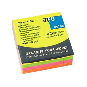 Bloco Notas Aderentes 050x050mm Néon Cubo 240 Folhas