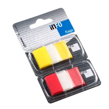 Separadores Film Adesivos 25x43mm Amarelo e Vermelho 50un